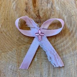 KaterinasDesigns Baby Pink Lace Bow Martyiko/Witness Pin Girls Baptismal