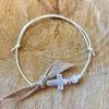 KaterinasDesigns Burlap Pearl Cross Bracelet Martyiko/Witness Pin