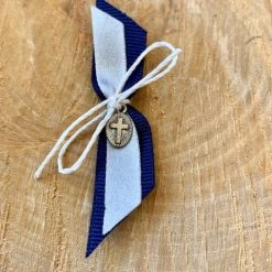 KaterinasDesigns Navy And White Upright Bow Martyiko/Witness Pin