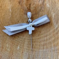 KaterinasDesigns Grey And White Pearl Pin Head Martyiko/Witness Pin Boys Baptismal