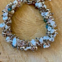 KaterinasDesigns White And Turquoise Keshi Fresh Water Pearl Bracelet