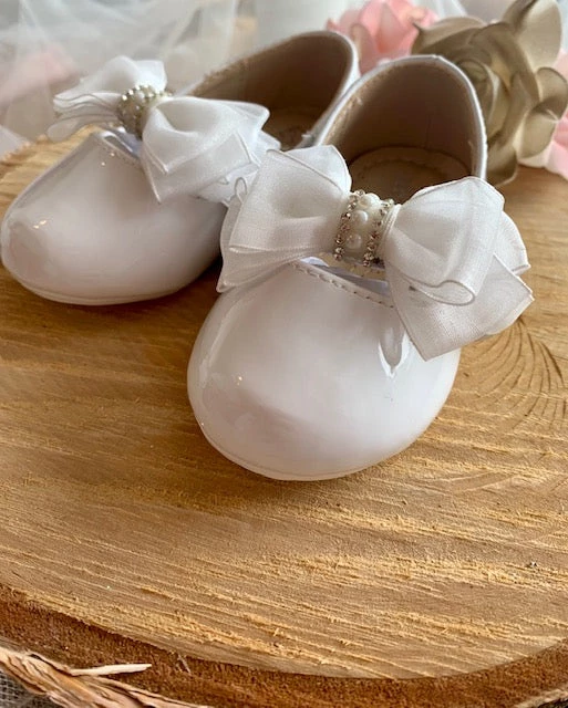 KaterinasDesigns Girls Baptismal White Bow Walking Shoe 3 KaterinasDesigns Girls Baptismal White Bow Walking Shoe