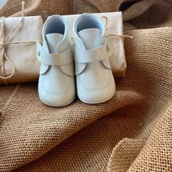KaterinasDesigns Boys Baptismal Ivory Leather Bootie Soft Sole Shoe