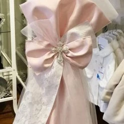 KaterinasDesigns Pink Upright Cross Lambatha Girls Baptismal