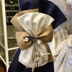 KaterinasDesigns Navy Burlap Car Lambatha Boys Baptismal