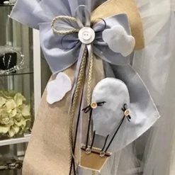 KaterinasDesigns Boys Baptismal Baby Blue Hot Air Balloon Lambatha