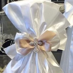 KaterinasDesigns White And Gold Upright Bow Lambatha Lambathes