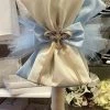 KaterinasDesigns Boys Baptismal Ivory And Blue Cross Upright Bow Lambatha