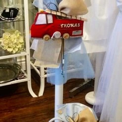 KaterinasDesigns Boys Baptismal Firetruck Lambatha