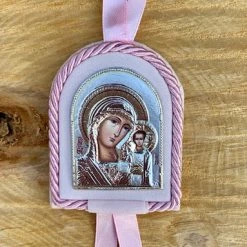KaterinasDesigns Pink Virgin Mary Icon 7.5 X 6 Cm