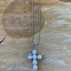 KaterinasDesigns Pearl Cross Necklace Jewelry