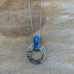 KaterinasDesigns Jewelry Opal Greek Key Necklace
