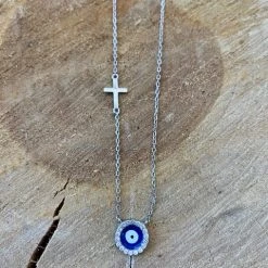 KaterinasDesigns Jewelry Mati And Cross Diamond Necklace