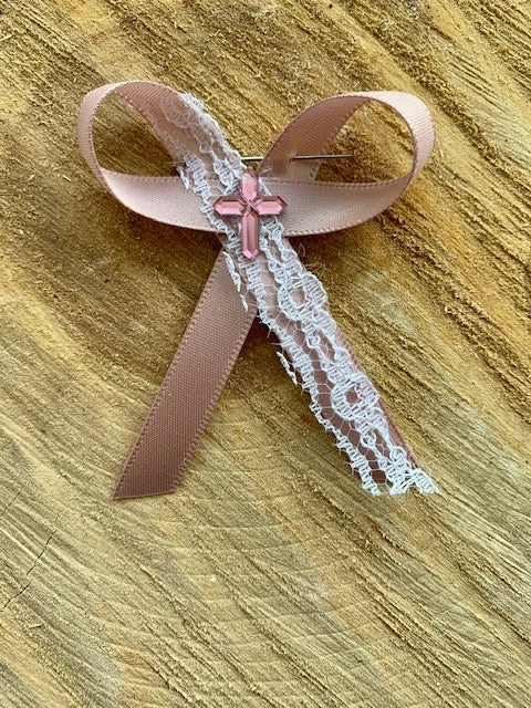 KaterinasDesigns Rose Gold Lace Bow Martyiko/Witness Pin Girls Baptismal 3 KaterinasDesigns Rose Gold Lace Bow Martyiko/Witness Pin Girls Baptismal