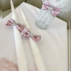 KaterinasDesigns Rose Gold Lace 2 Small Candles Girls Baptismal