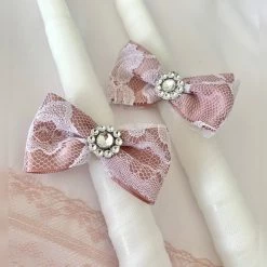 KaterinasDesigns Rose Gold Lace 2 Small Candles Girls Baptismal