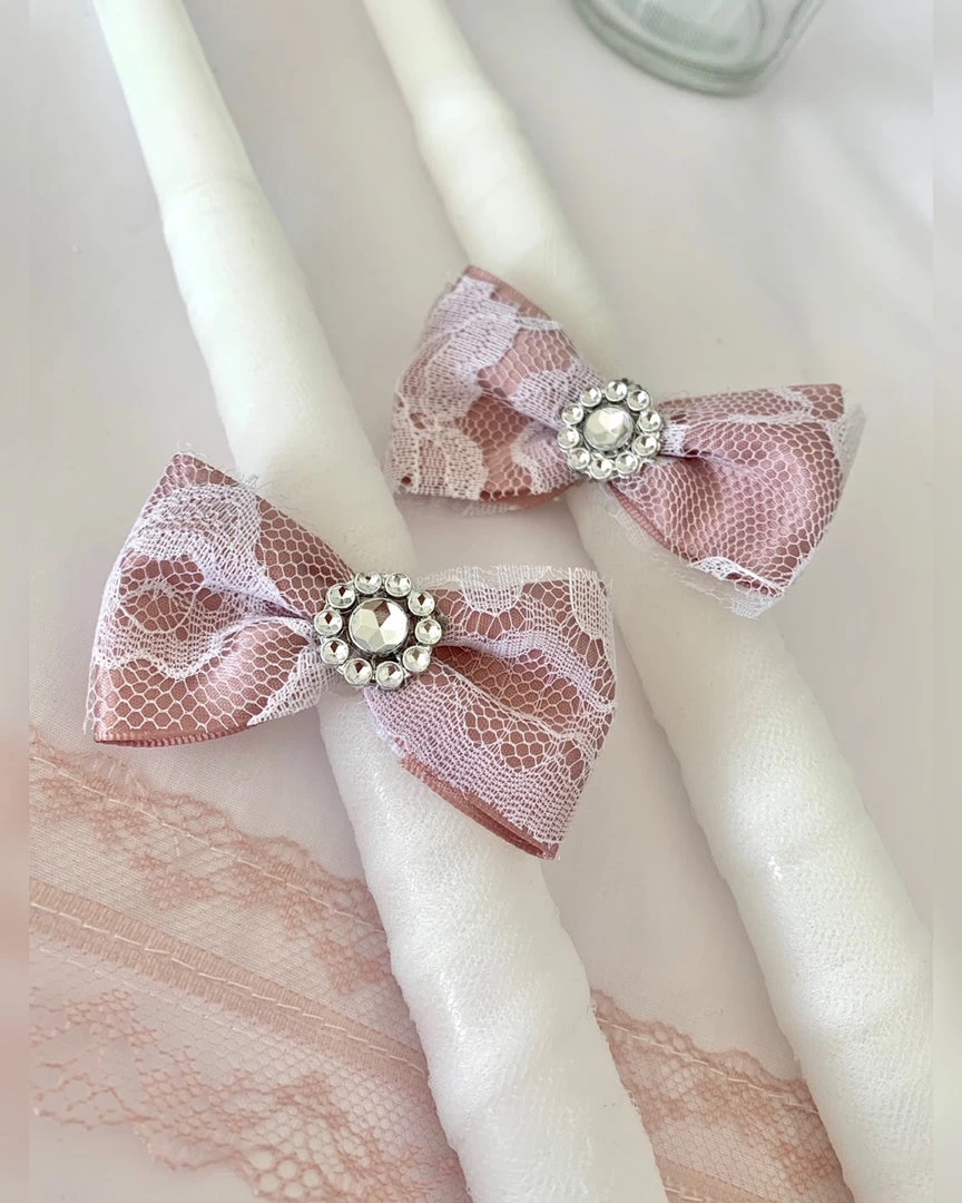 KaterinasDesigns Rose Gold Lace 2 Small Candles Girls Baptismal 3 KaterinasDesigns Rose Gold Lace 2 Small Candles Girls Baptismal