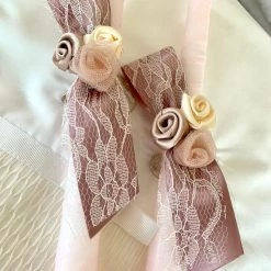 KaterinasDesigns Rose Gold Lace Floral 2 Small Candles Girls Baptismal