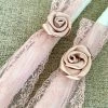 KaterinasDesigns Girls Baptismal Rose Gold Rosette 2 Small Candles