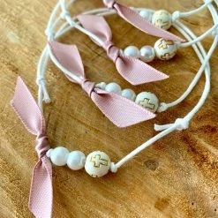 KaterinasDesigns Girls Baptismal Rose Gold Pearl Bracelet Martyiko /Witness Pin