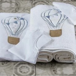 KaterinasDesigns Boys Ladopana Baby Blue Hot Air Balloon Ladopano Set