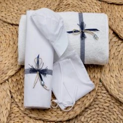 KaterinasDesigns Plaid Navy Blue Bow Ladopano Set