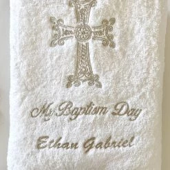 KaterinasDesigns Girls Baptismal Embroidered Personalized Towel