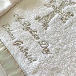 KaterinasDesigns Embroidered Personalized Towel Set Girls Baptismal