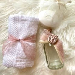 KaterinasDesigns Girls Baptismal Rose Gold Rosette Oil Bottle Set