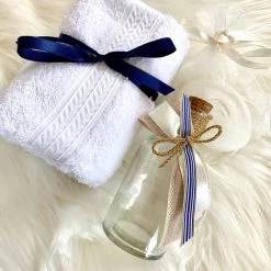 KaterinasDesigns Gold And Navy Striped Oil Bottle Set