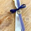 KaterinasDesigns Navy Striped And Ivory Keychain Martyiko/Witness Pin