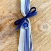 KaterinasDesigns Boys Baptismal Navy Striped And Ivory Mati Keychain Martyiko/Witness Pin