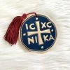KaterinasDesigns Decorative Gouria IC XC NI KA Navy And Gold Gouri - Red