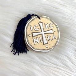 KaterinasDesigns IC XC NI KA Gold And Silver Gouri - Navy Decorative Gouria