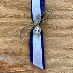 KaterinasDesigns Navy, White And Gold Upright Bow Martyiko/ Witness Pin