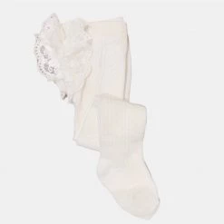Mayoral Ivory Openwork Ruffled Tights