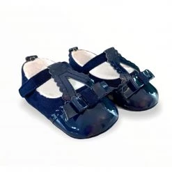 Mayoral Patent And Velvet Navy Shoe Girls