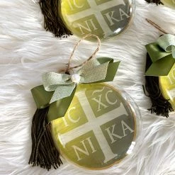 KaterinasDesigns IC XC NI KA Gold And Green Christmas Ornament Gifts