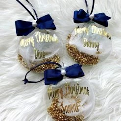 KaterinasDesigns Gifts Navy And Gold Personalized Ornament