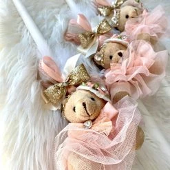 KaterinasDesigns Rose Gold Teddy Bear Keychain Easter Candle Easter Candles