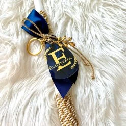 KaterinasDesigns Personalized Navy And Gold Name Keychain Easter Lambatha 2 Easter Candles