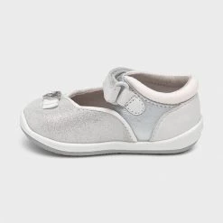 Mayoral Leather Silver Metallic Baby Shoes Girls 8 Mayoral Leather Silver Metallic Baby Shoes Girls