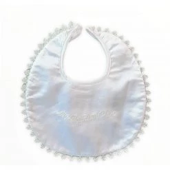 Gaby My Baptism Day White Satin Lace Bib