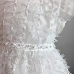 KaterinasDesigns Girls Baptismal White Pearl Flower Dress