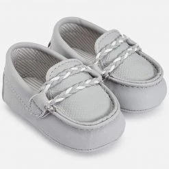 Boys Shoes Mayoral Grey And White Moccasins