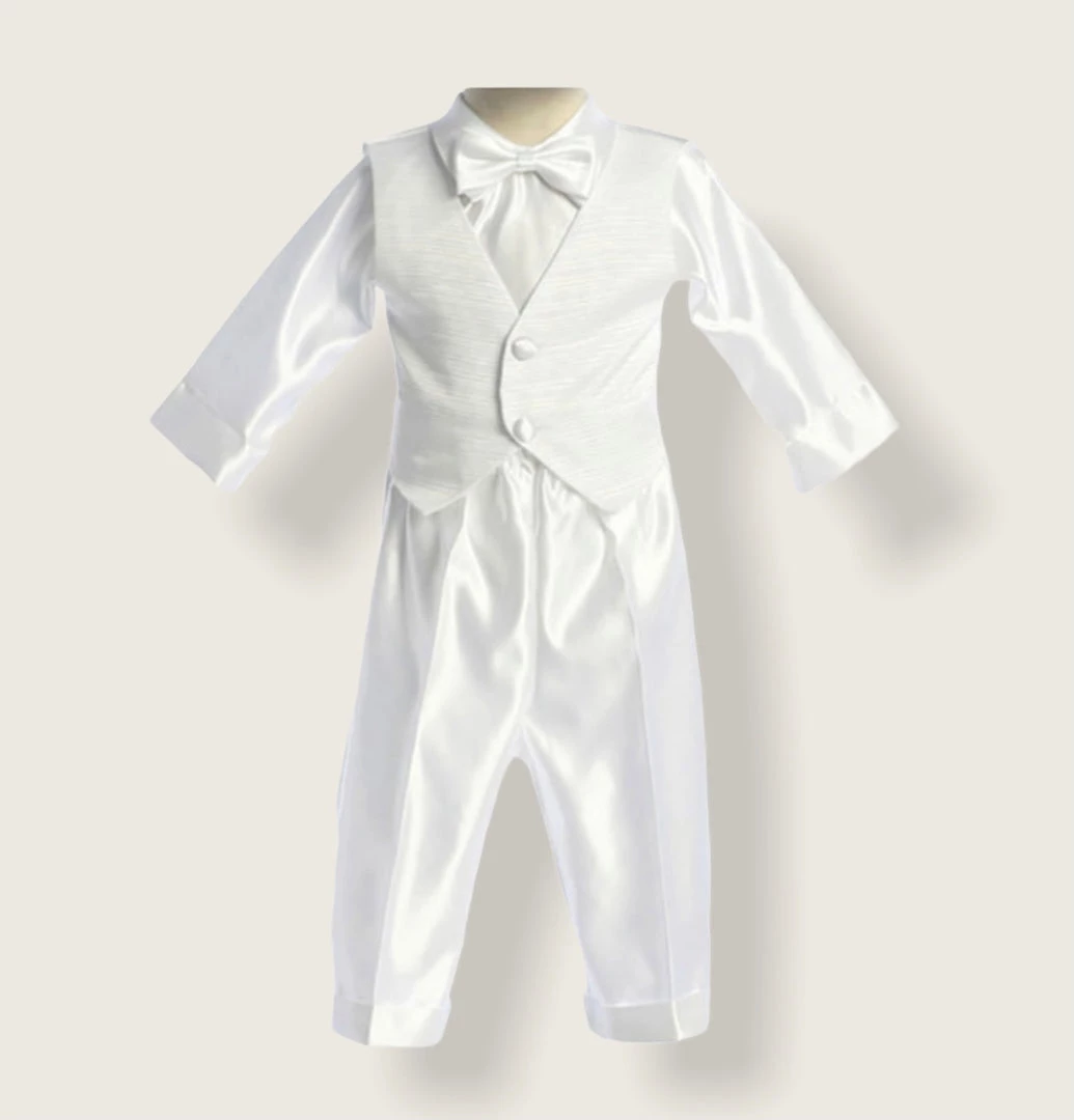MaveZZano 4 Piece Satin White Baptismal Suit 3 MaveZZano 4 Piece Satin White Baptismal Suit