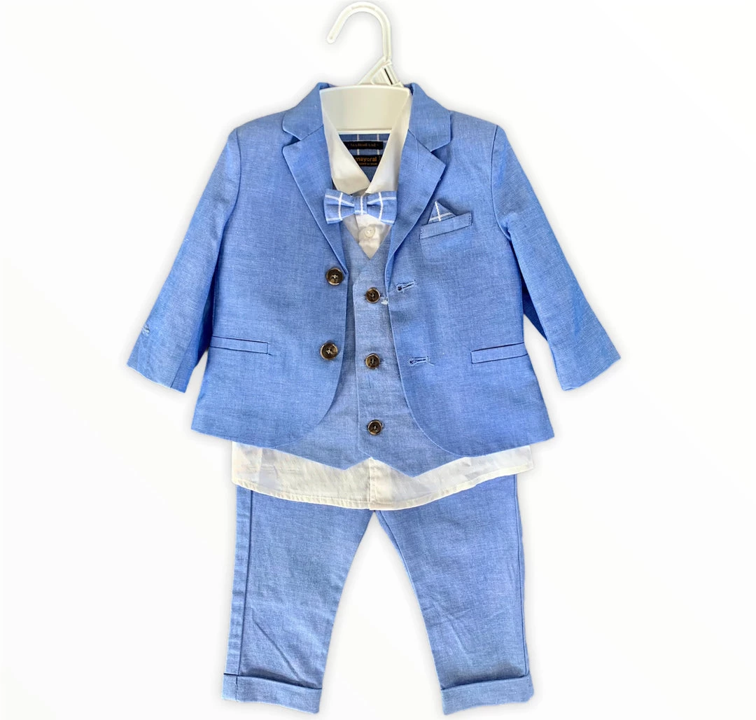 Mayoral 5 Piece Blue Suit Boys Baptismal 3 Mayoral 5 Piece Blue Suit Boys Baptismal