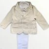 Stella Boys Baptismal Outfits Linen Natural And White Baptismal Suit