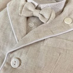 Stella Natural Linen Print Baptismal Suit
