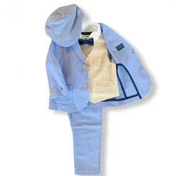 Mayoral 6 Piece Baby Blue Oxford Suit Boys Baptismal Outfits